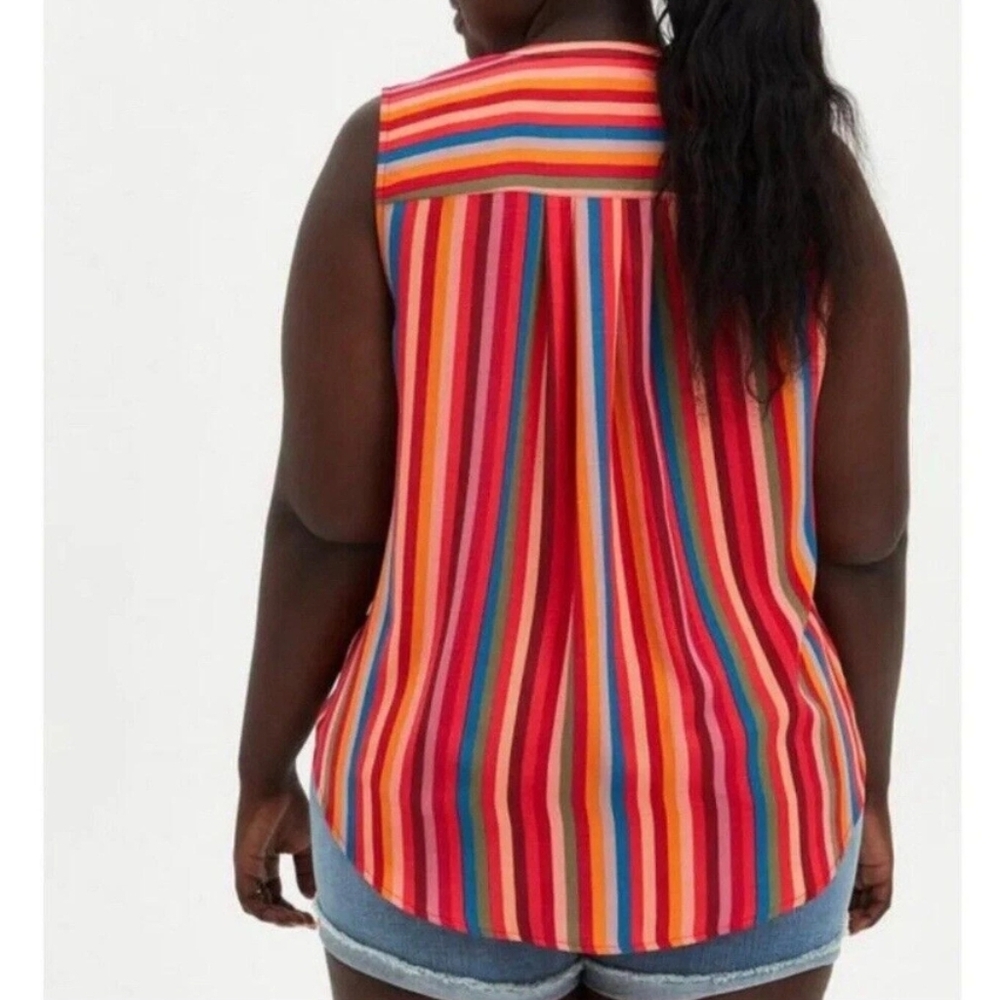 Torrid Vibrant Striped Harper Tunic Sleeveless Blouse Size 3 - Picture 2 of 8